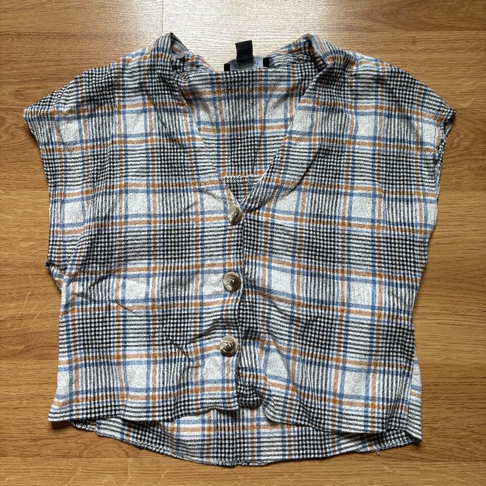 Primark Women's Sleeveless Plaid Blouse
